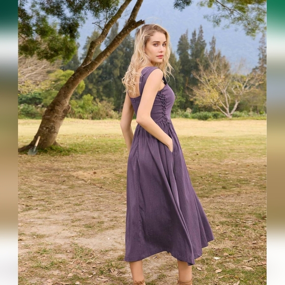 Scarlet Darkness Women Renaissance Midi Dress Cottagecore Sleeveless NWT - Picture 3 of 4